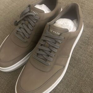 Cole Haan Taupe Leather Low-Top Sneakers with White Sole